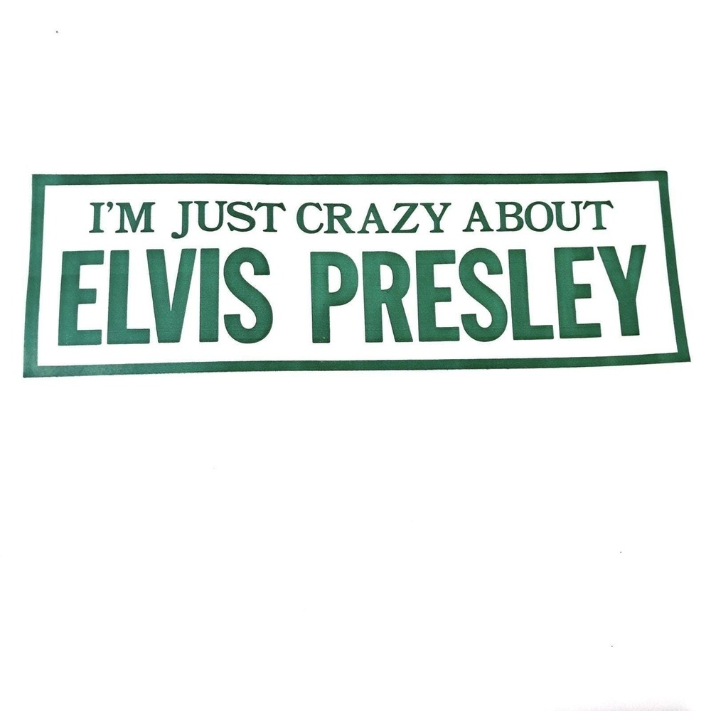 Vintage Elvis Bumper‎ Sticker Original Green Crazy About Elvis Presley Rock MCM